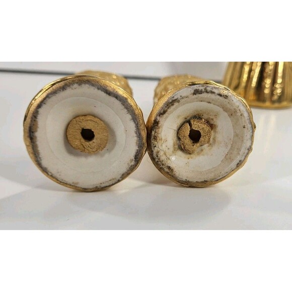 Vtg Savoy Weeping Gold Mid Century Modern MCM Vase Plus Salt and Pepper Shakers - Picture 14 of 14